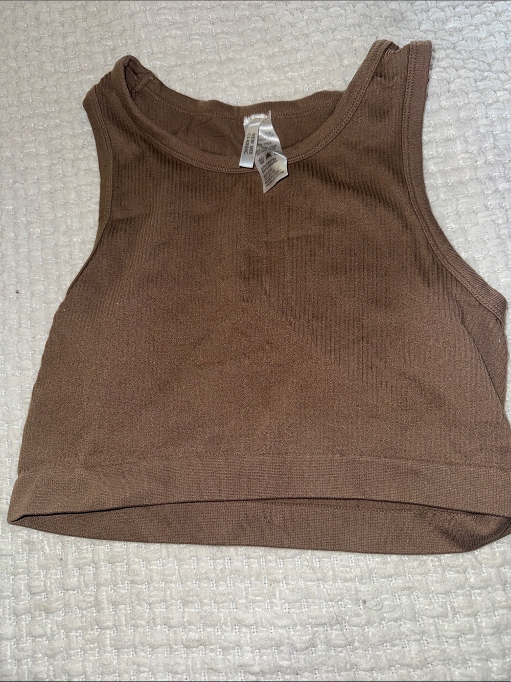 Ribbed Brown Crop Tank Top